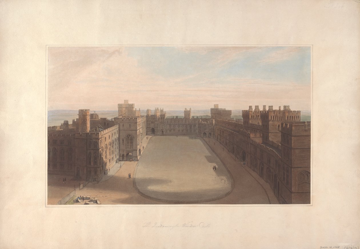 The Quadrangle, Windsor Castle - Utsikt fra det runde tårnet, Windsor Castle av William Daniell