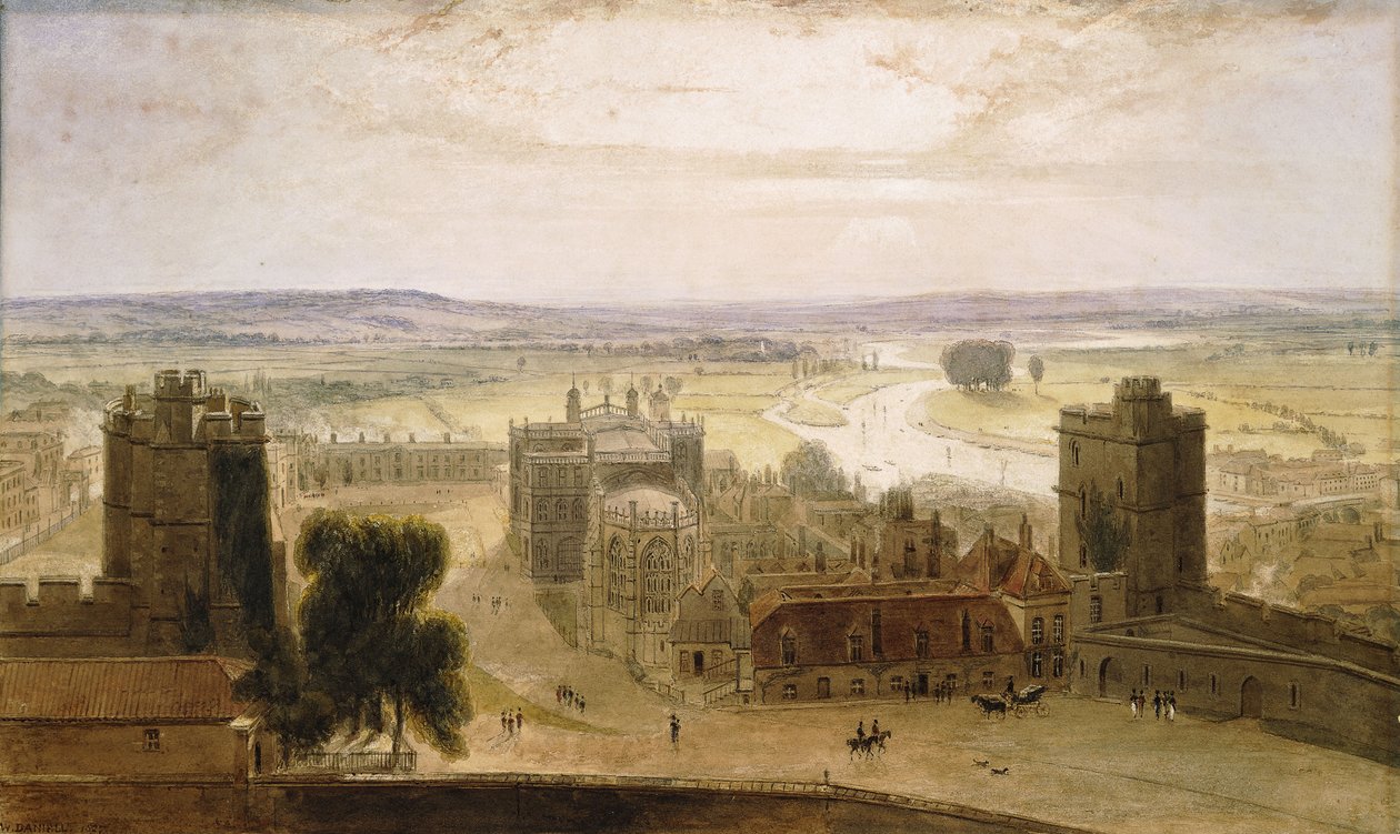 Utsikt fra det runde tårnet, Windsor Castle, 1827 av William Daniell