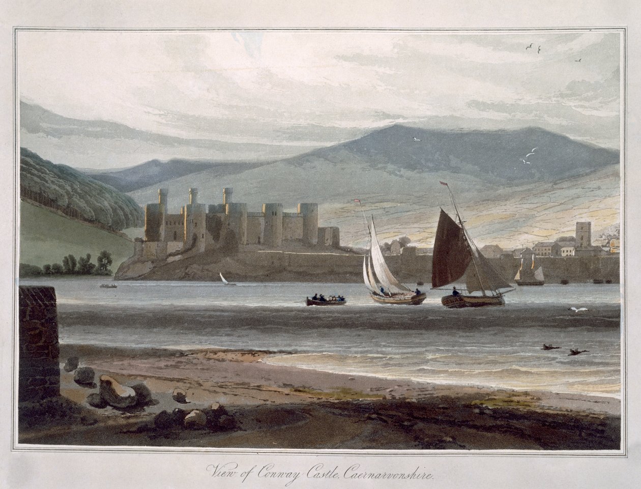 Utsikt over Conway Castle, Caernarvonshire, fra 