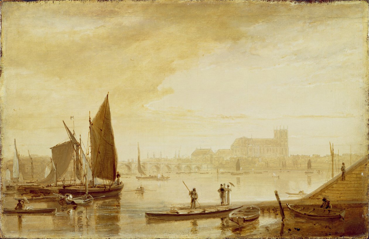 Westminster Bridge og Abbey av William Daniell