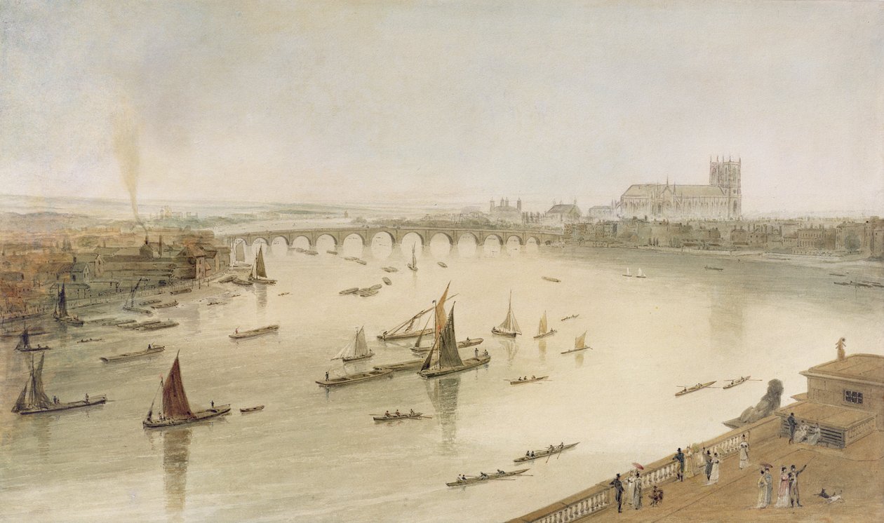 Westminster Bridge fra Somerset House, 1805 av William Daniell