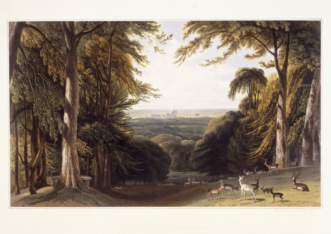 Windsor Castle fra Deer Park, ca. 1827-1829 av William Daniell