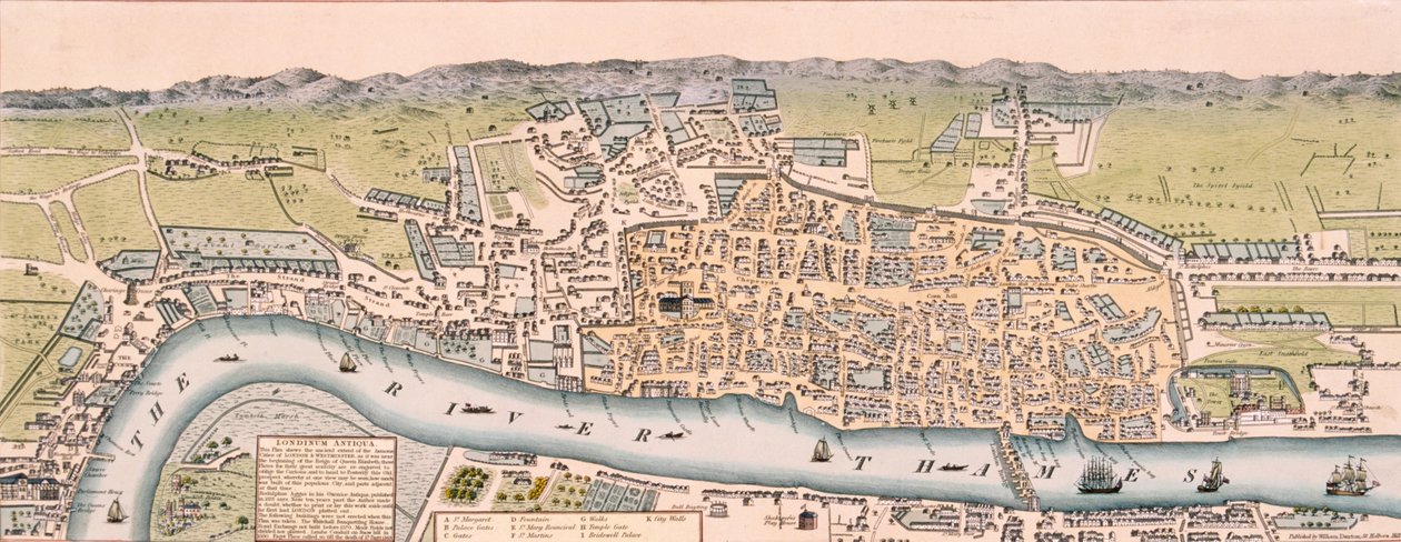 Kart over London, c1563 av William Darton