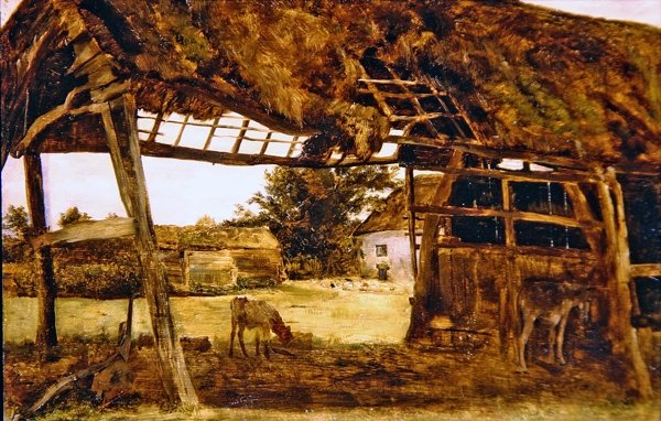 Old Farm Shed (olje om bord) av William Davis
