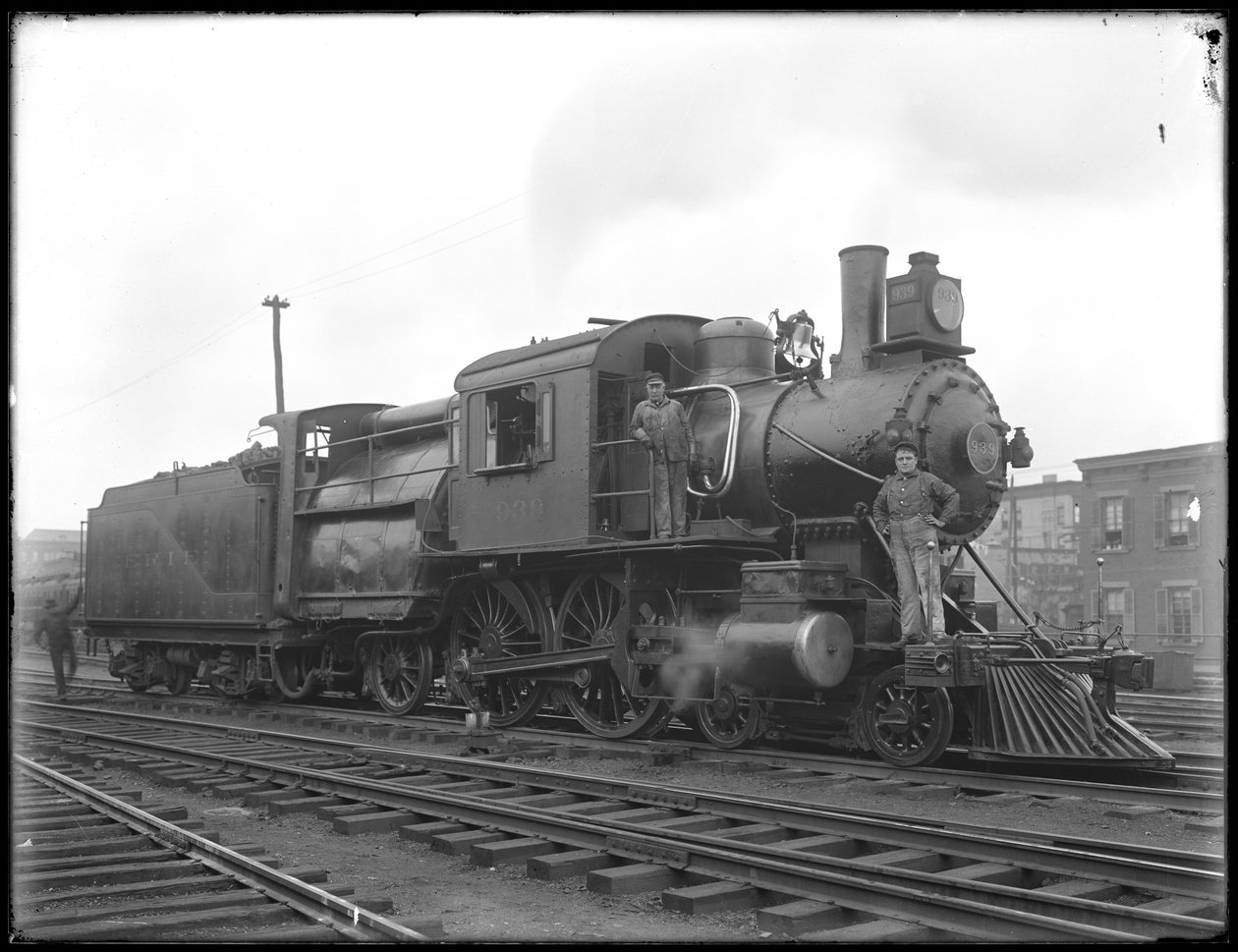 Erie Railroad lokomotiv, sett fra siden, ca. 1911-12 av William Davis Hassler