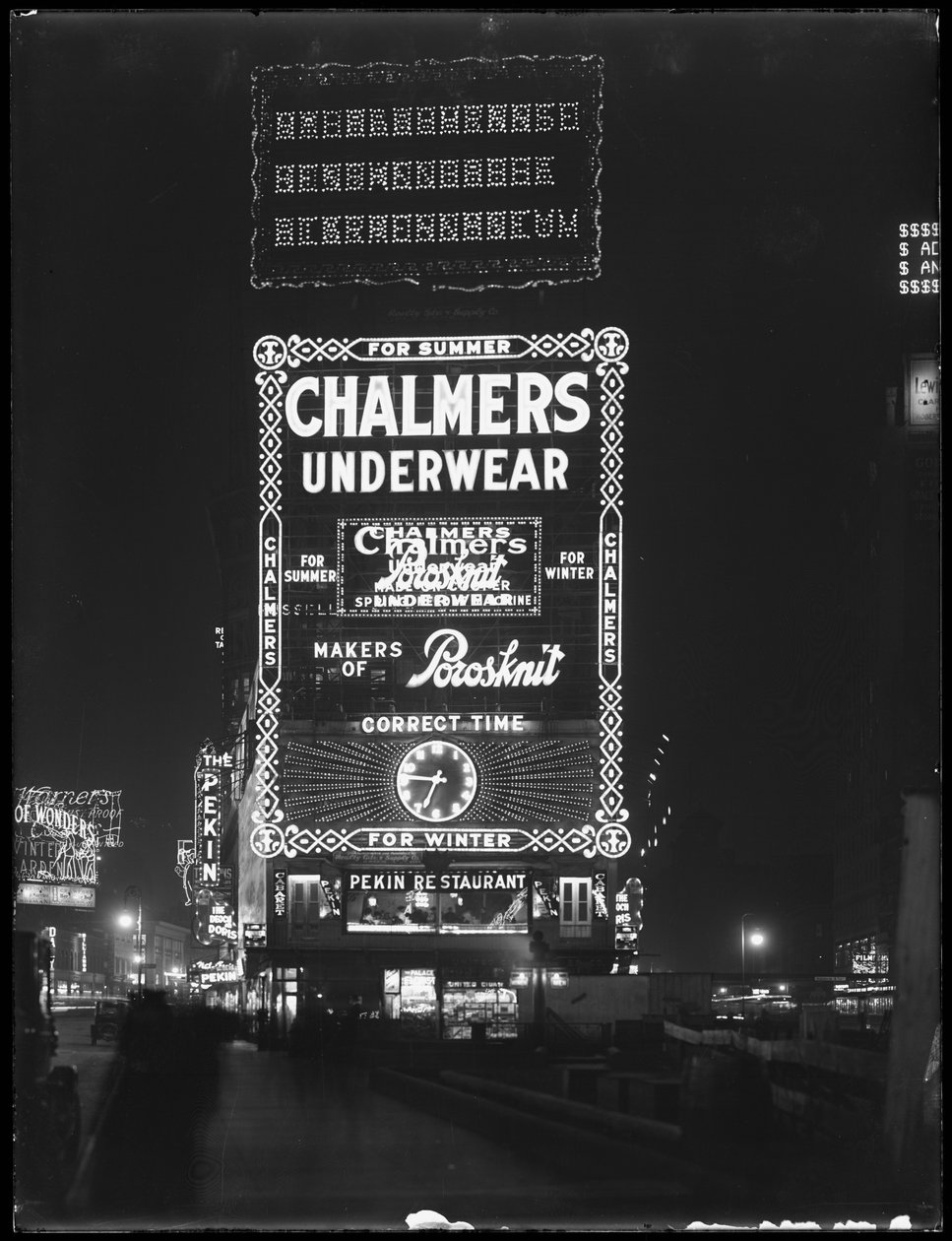 Lysskilt for Chalmers Underwear, New York City, 6. januar 1917 av William Davis Hassler