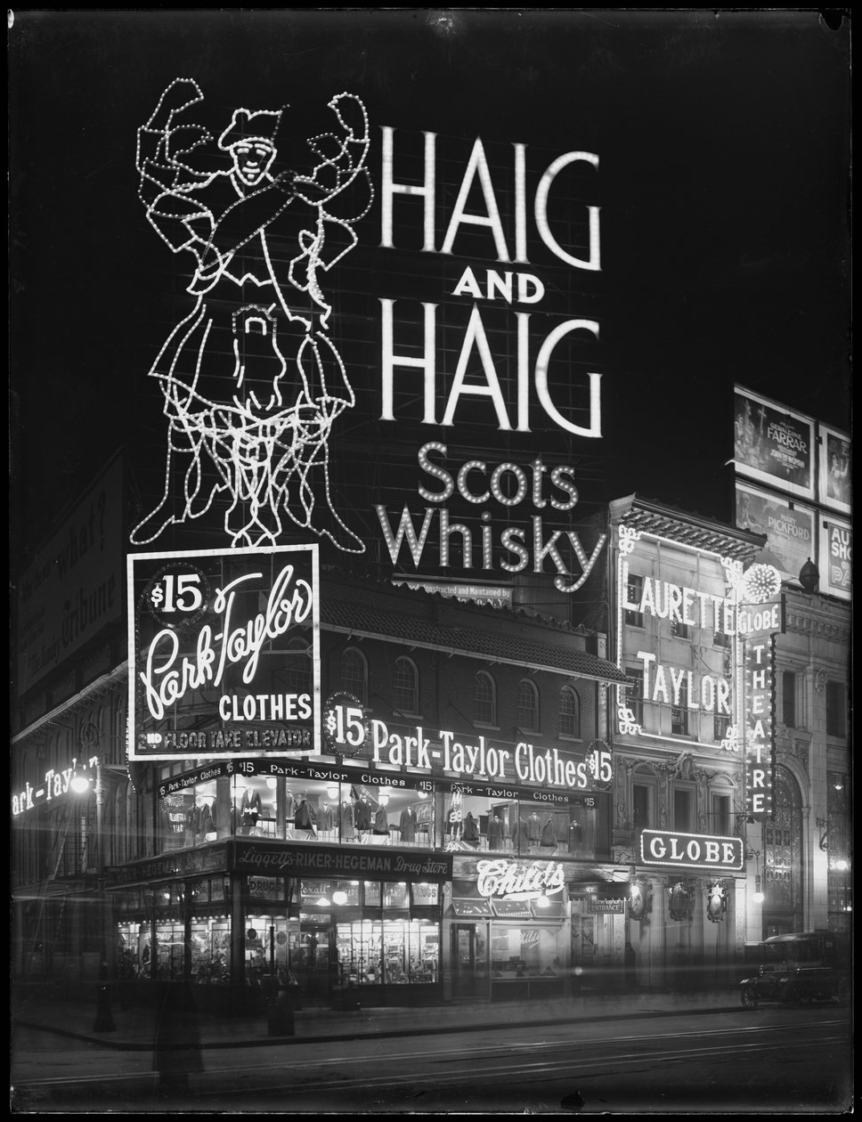 Lysskilt for Haig og Haig Whisky, New York City, 6. januar 1917 av William Davis Hassler