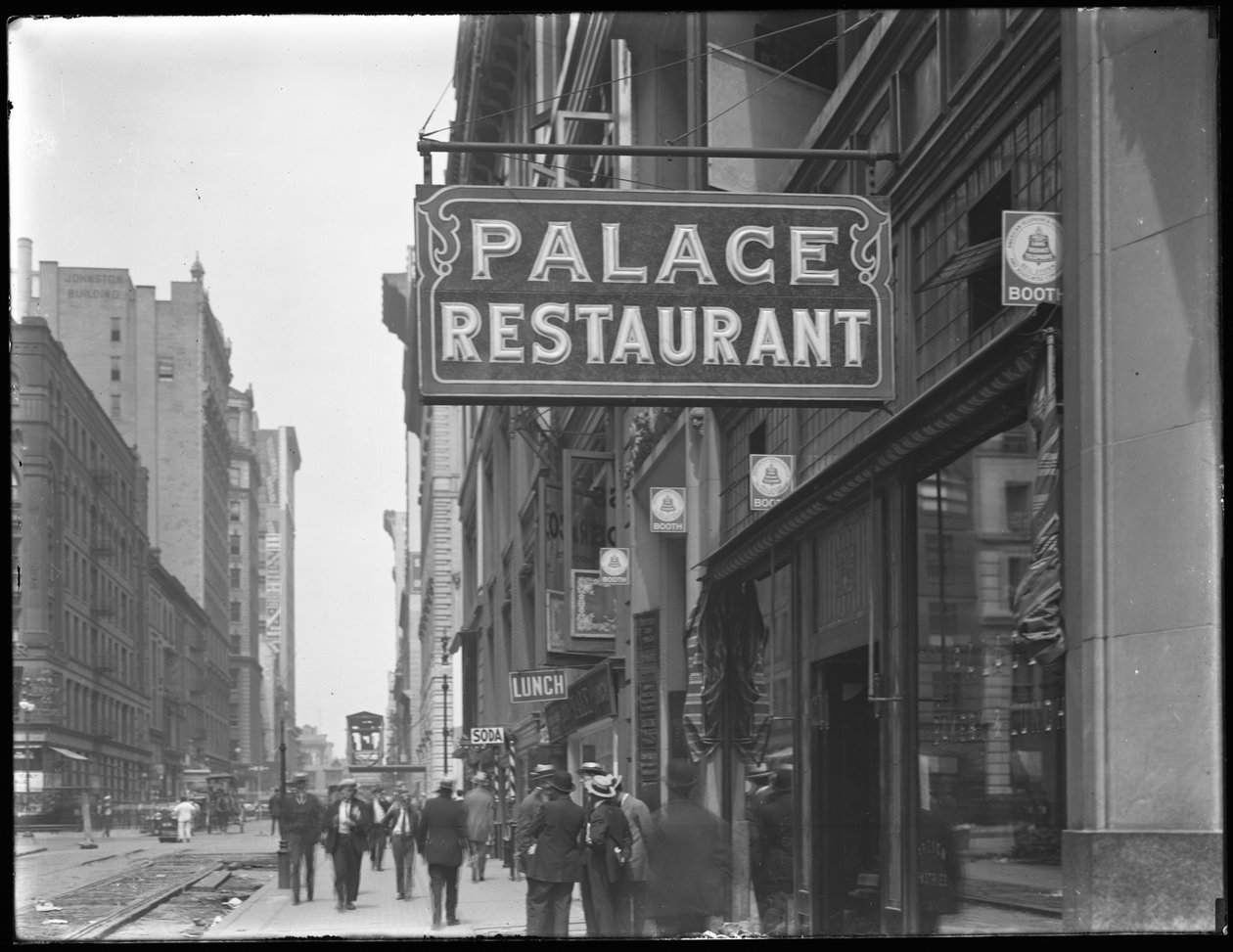 Sign for Palace Restaurant, W. 28th Street, New York City, 29. juli 1916 av William Davis Hassler