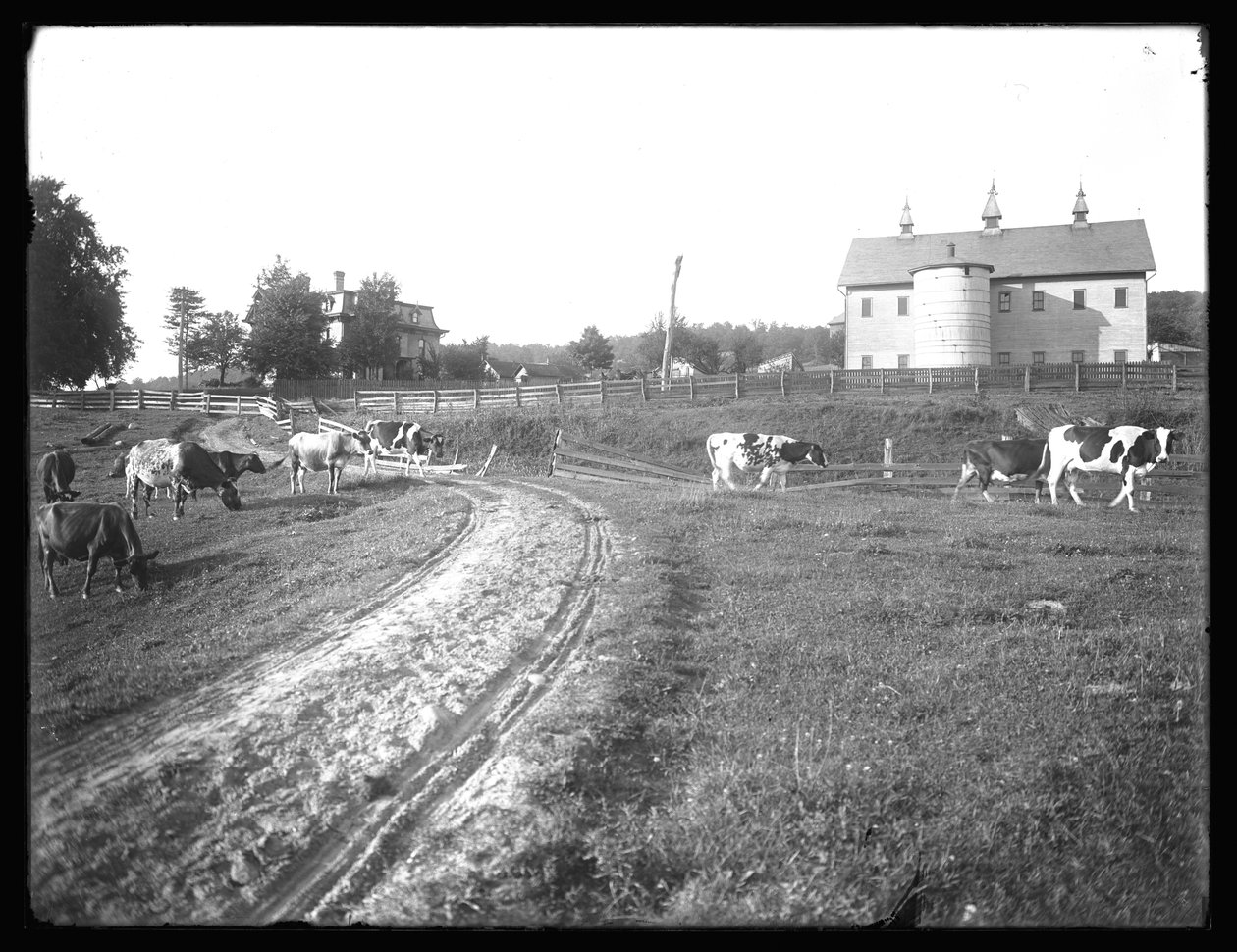 McCready farm låve og Thomas residens, Pennsylvania, ca. 1913 av William Davis Hassler