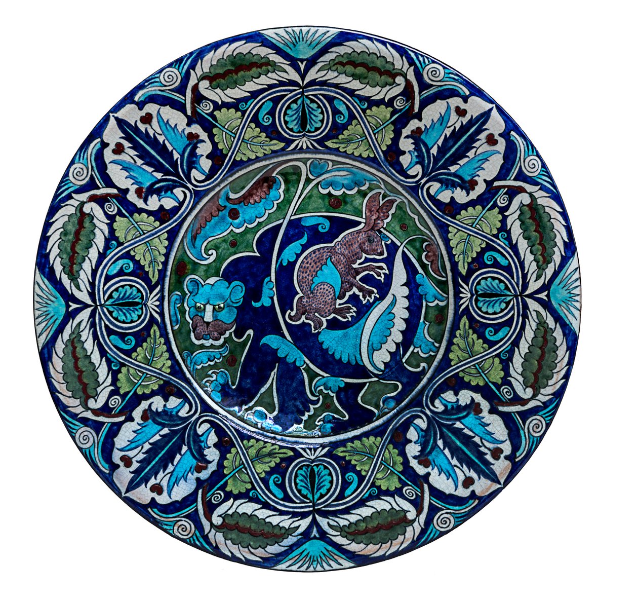 Bjørn og Hare Plate av William de Morgan