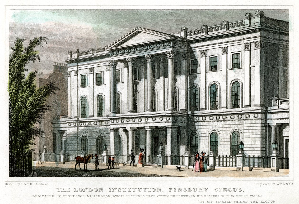 London Institution, Finsbury Circus, London, 1827. av William Deeble