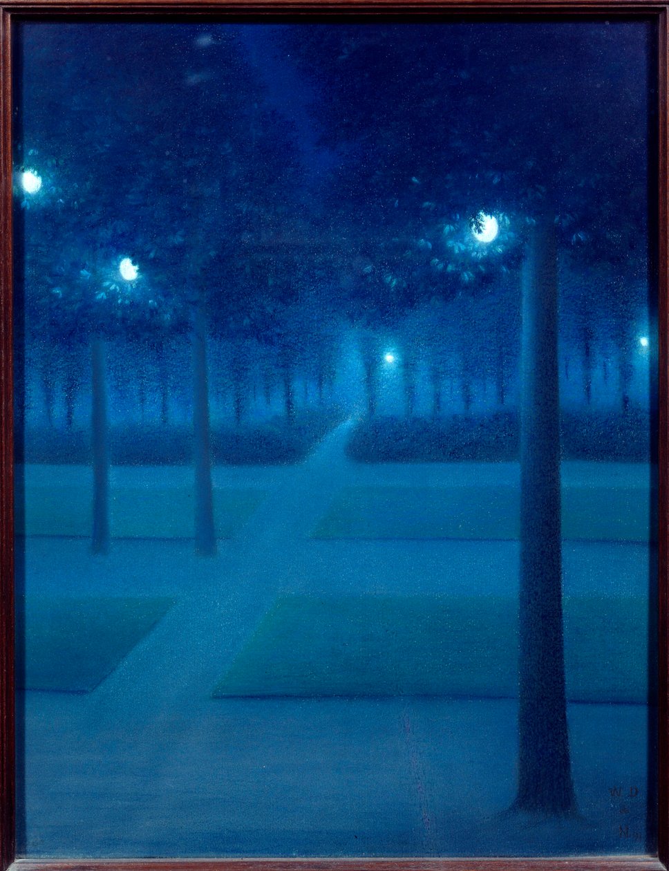 Natt på Parc Royal de Bruxelles. Pastellmaleri av William Degouves de Nuncques (1867-1935) (ec.belg) 1897 Søn. 0,65x0,5 m Paris, musee d