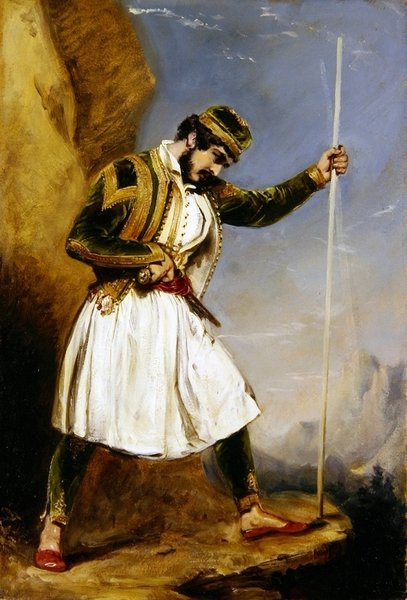 En Evzone (olje på papir) av William Derby