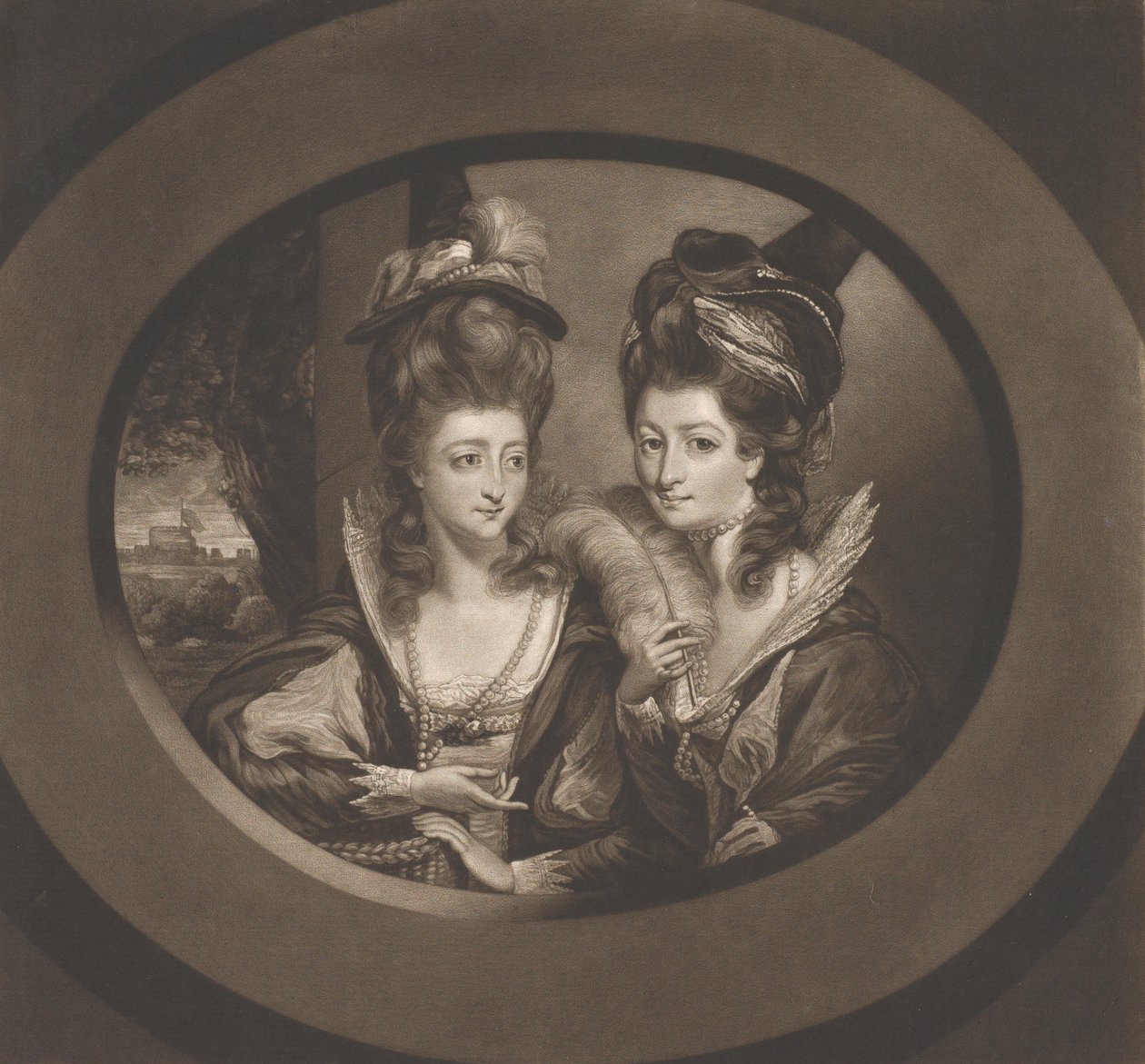 Mrs. Gwyn & Mrs. Bunbury i Characters of The Merry Wives of Windsor, 1780. av William Dickinson