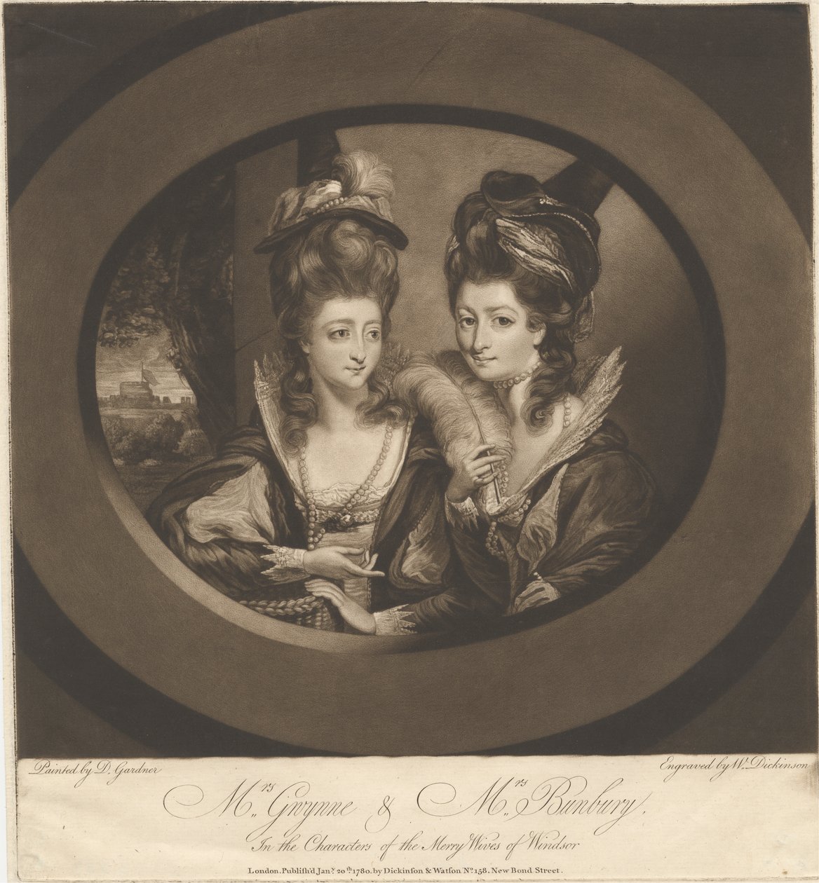 Mrs. Gwynne og Mrs. Bunbury i Characters of the Merry Wives of Windsor av William Dickinson