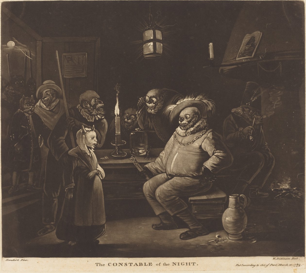 Nattens konstabel av William Dickinson after Egbert van Heemskerck