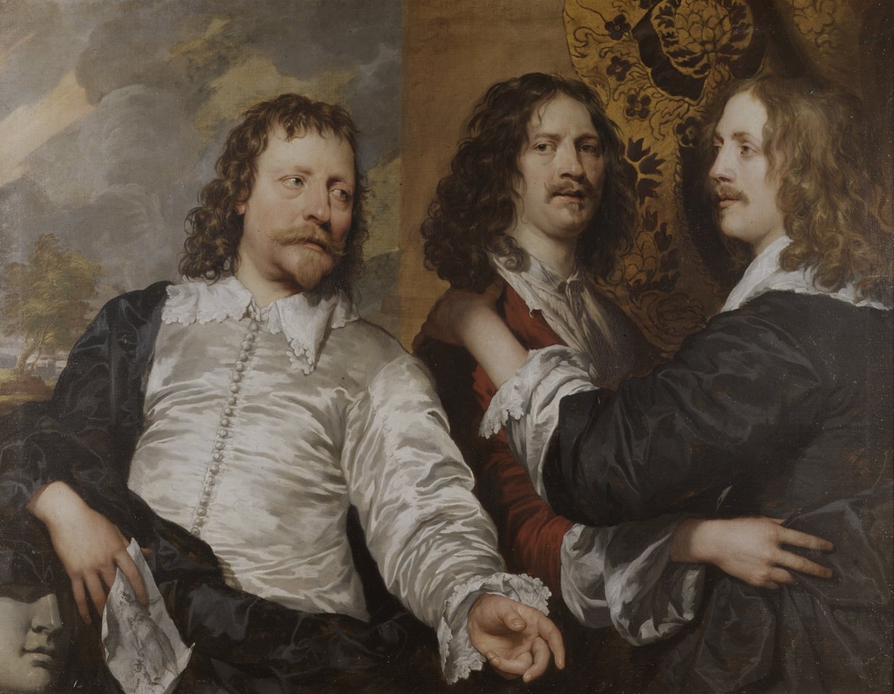 Portrett av kunstneren, med Nicholas Lanier og Sir Charles Cotterell, ca. 1636 (olje på lerret) av William Dobson