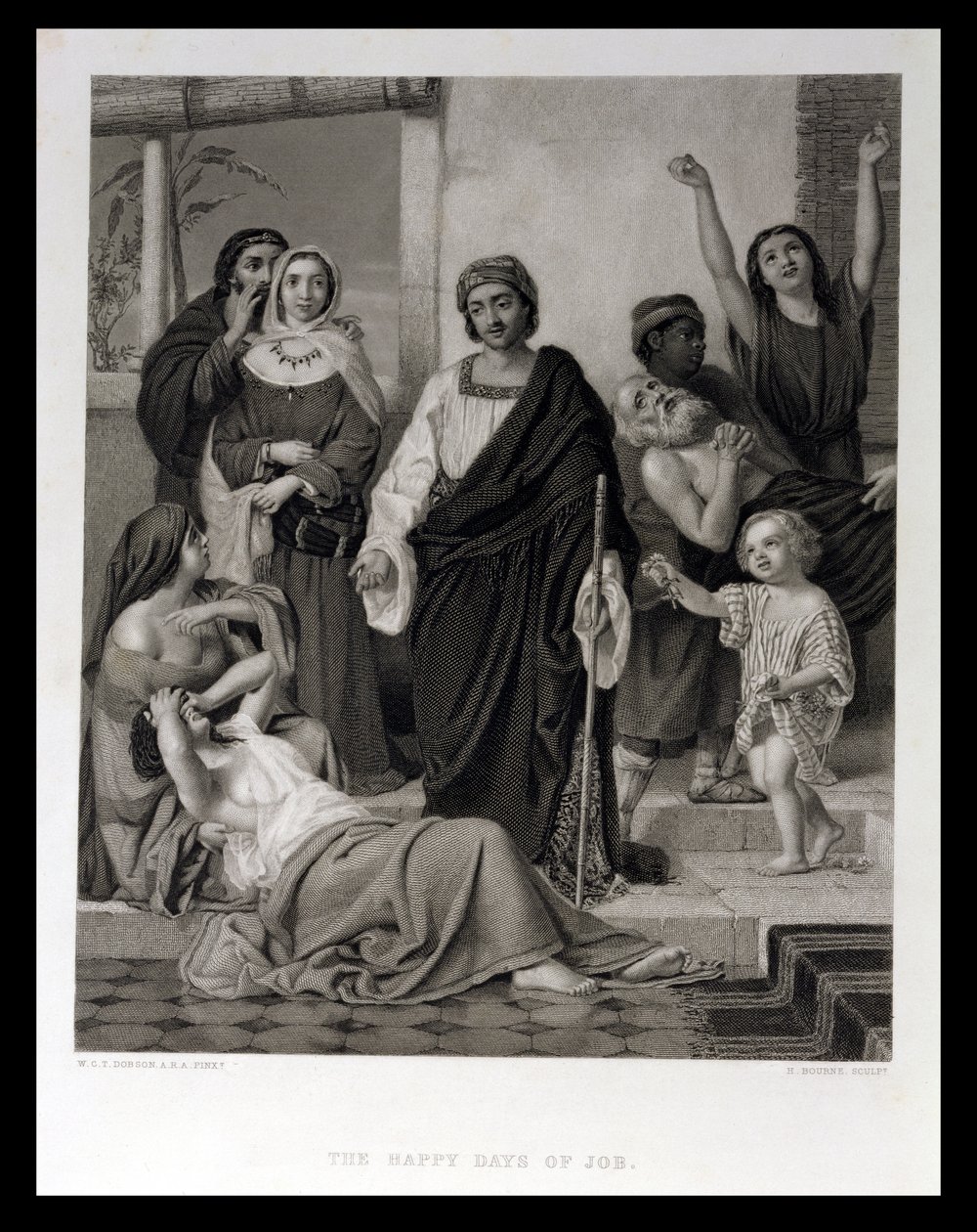 The Happy Days of Job, gravert av H. Bourne av William Dobson