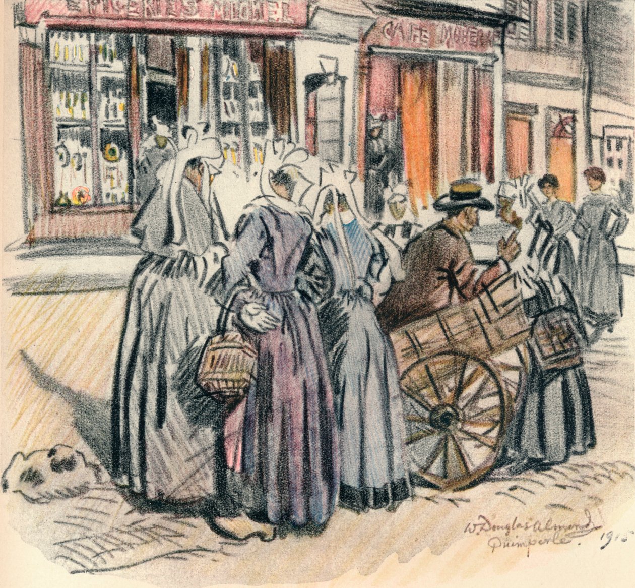 Street Gossip, Quimperle, 1915 av William Douglas Almond