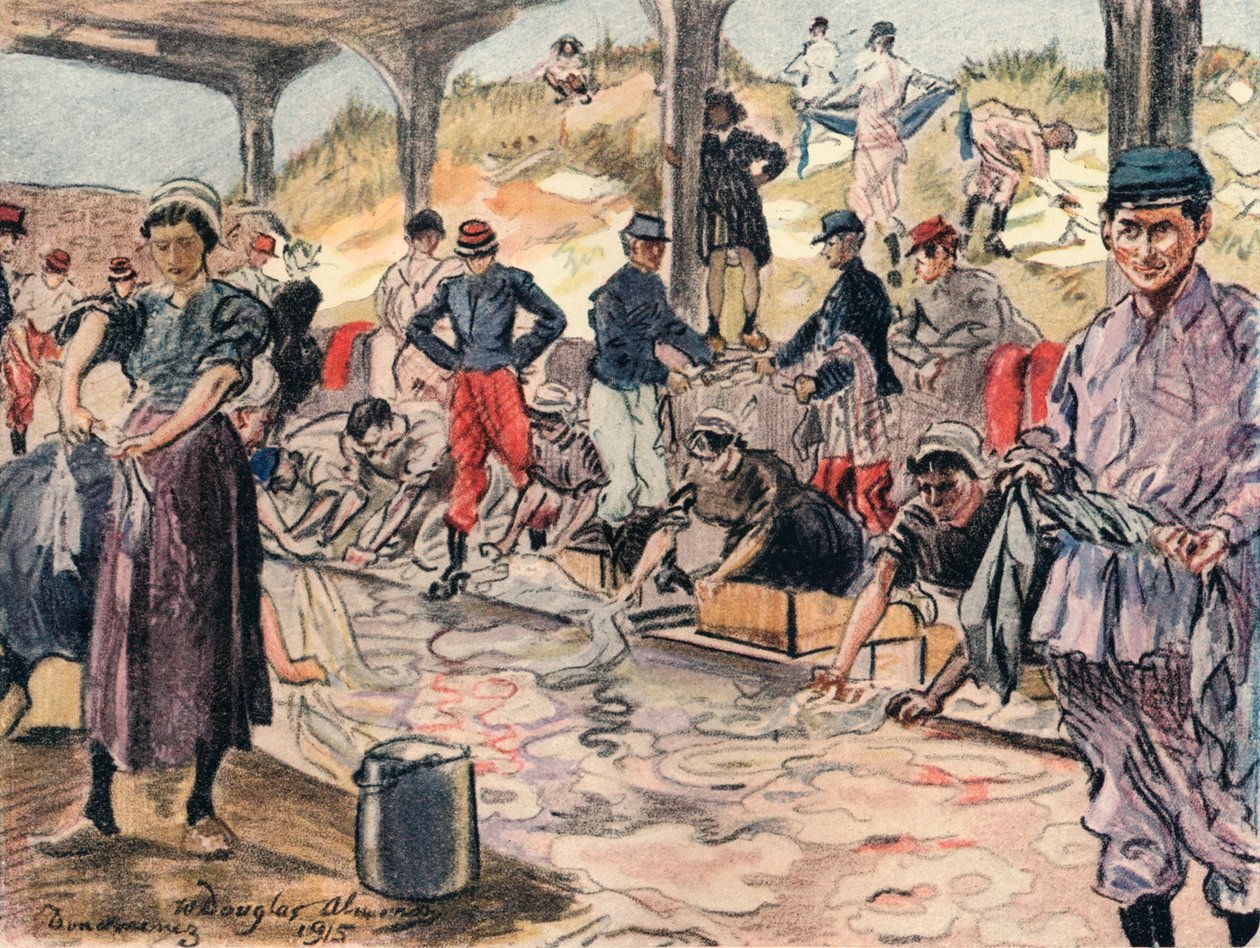 Vasking for soldatene, Douarnenez, 1915 av William Douglas Almond