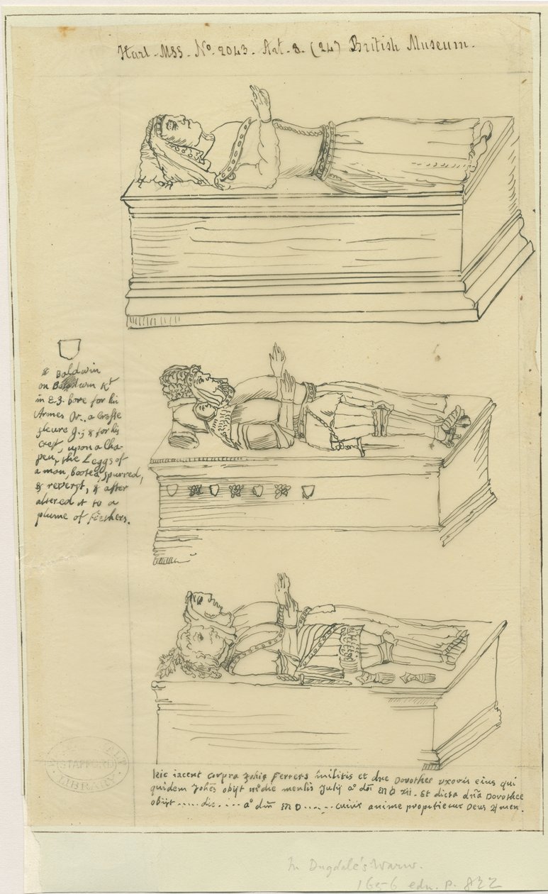 Tamworth Church - Tombs: sporing i blekk, og [?1600-tallet] (tegning) av William Dugdale