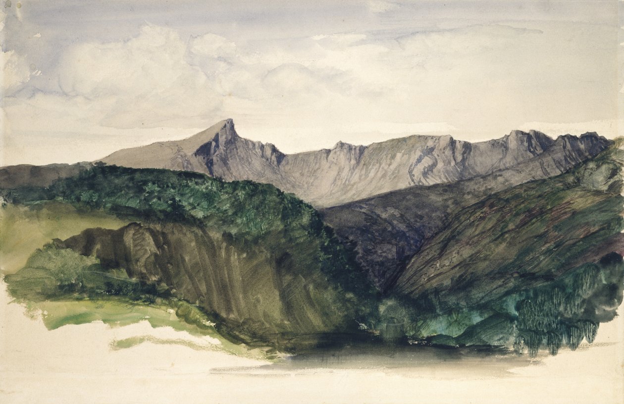 Study of a Distant Range of Mountains, 1860 (akvarell på papir) av William Dyce