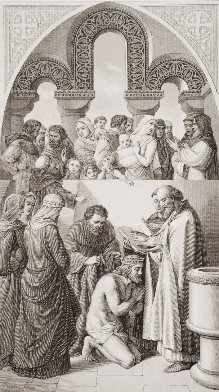 Dåpen til kong Ethelbert (ca. 552-616) av Kent av St. Augustine på Canterbury i 597, fra 