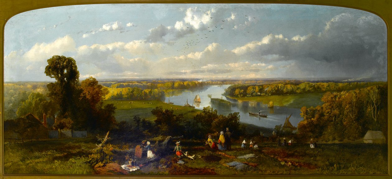 Piknik på Richmond Hill med utsikt over Themsen, Surrey av William E. Jones