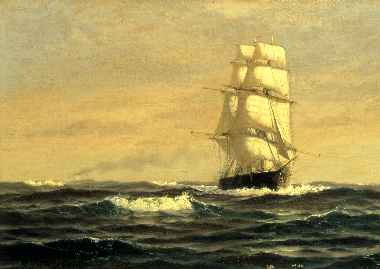 Nava cu pânze--în largul coastei Maine, 1876. norvegian av William E. Norton