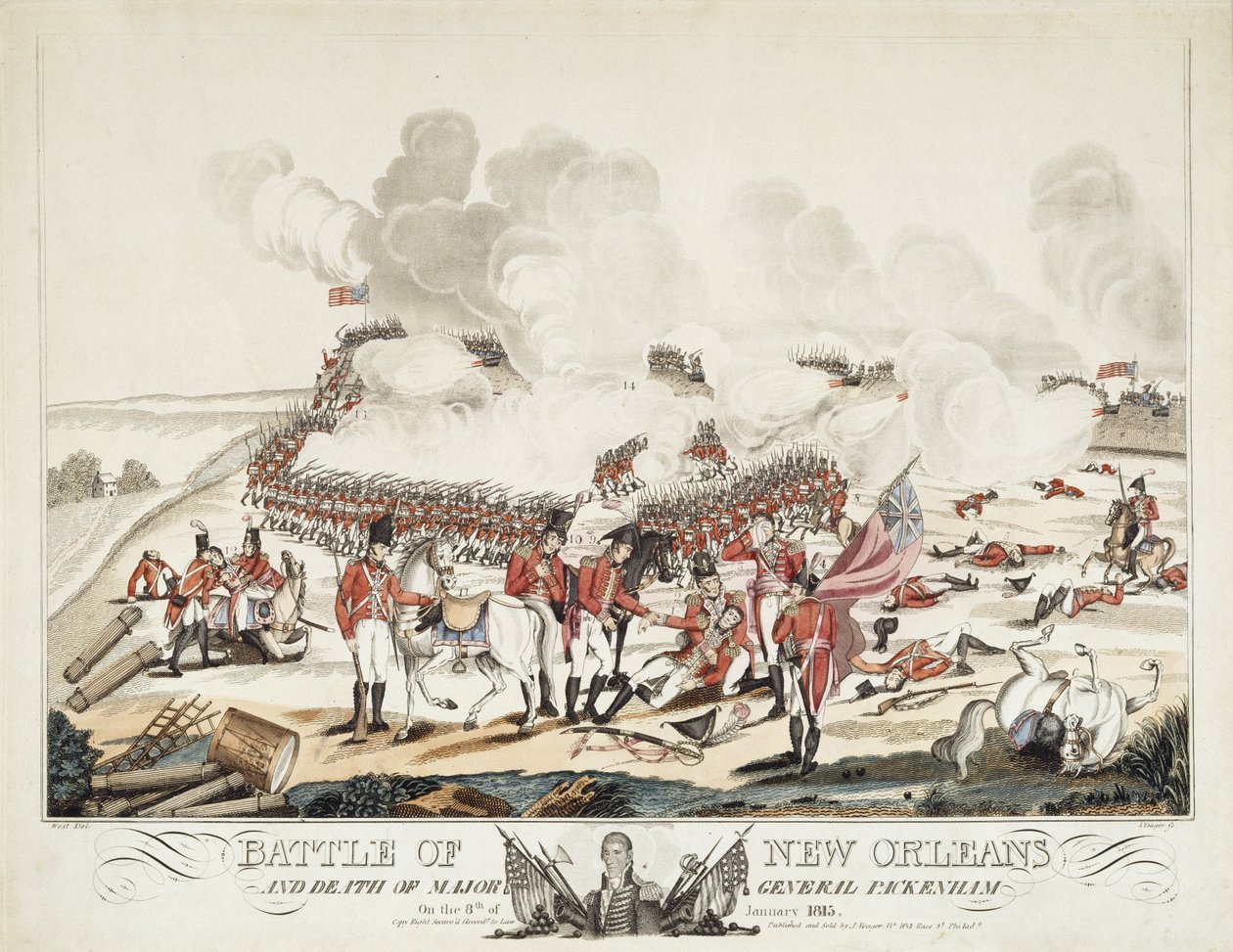 Slaget ved New Orleans og generalmajor Packenhams død av William Edward (after) West