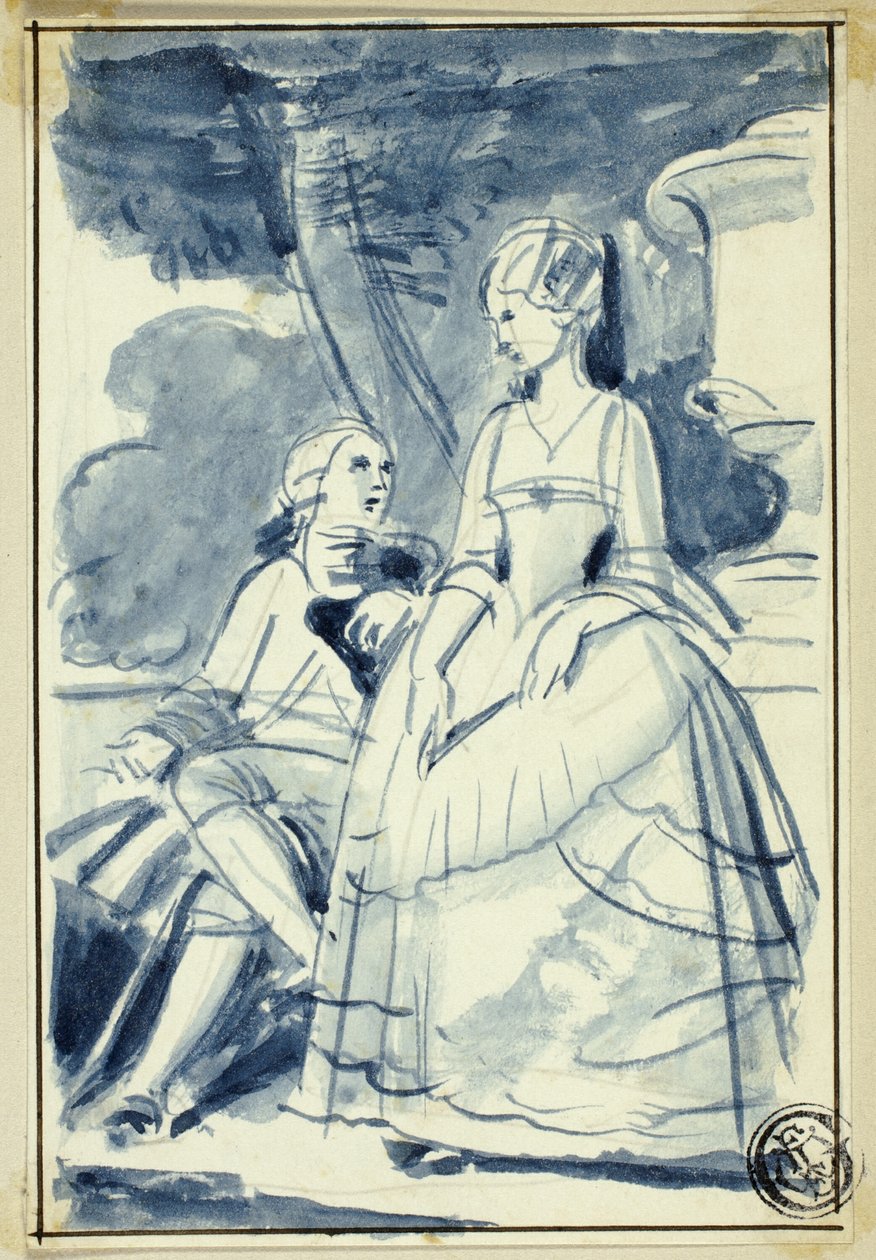 Mann og kvinne i kjole fra 1700-tallet av William Edward Frost