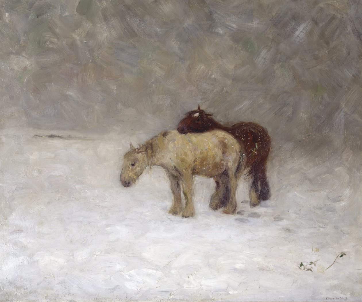 A Snow Storm, ca. 1891 (olje på lerret) av William Edward Stott