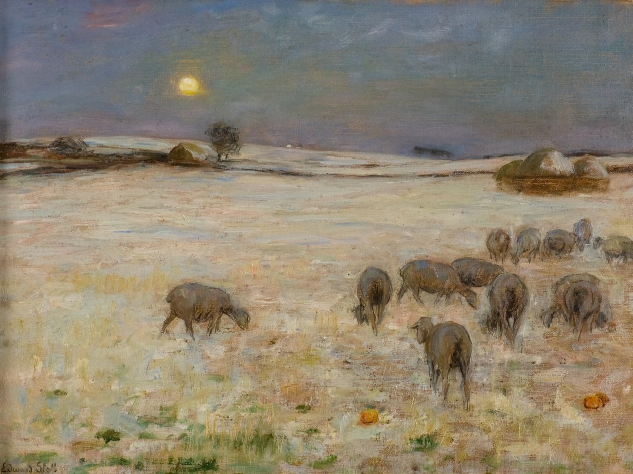 Sau i snø (olje på lerret) av William Edward Stott