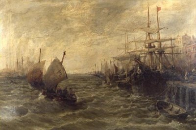 Windy Day, Peel Harbour, Isle of Man av William Edward Webb