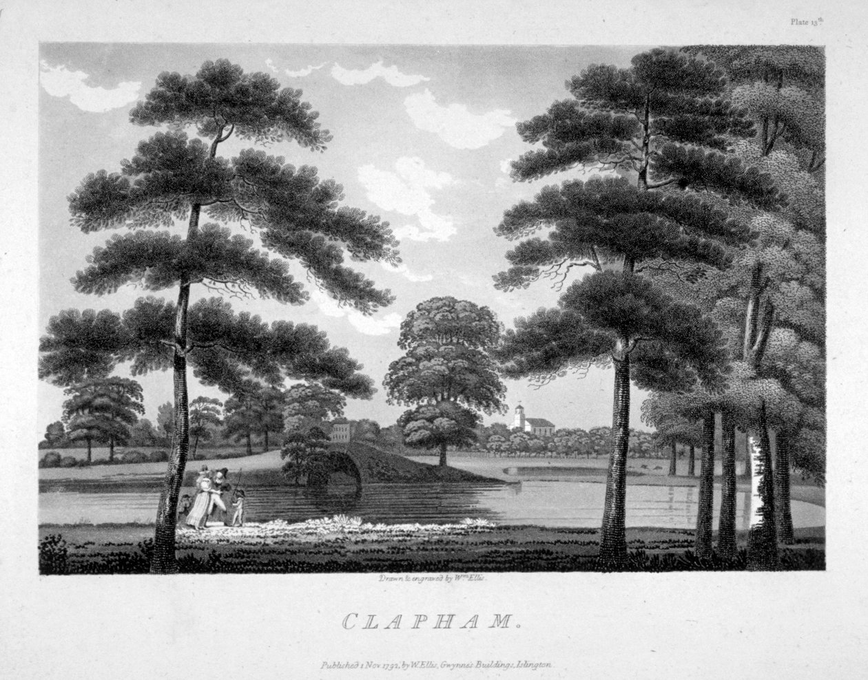 Utsikt over Clapham, London, 1792 av William Ellis