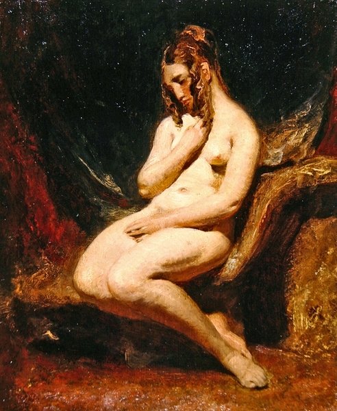 Naken kvinne fra siden (olje på kvernbrett) av William Etty