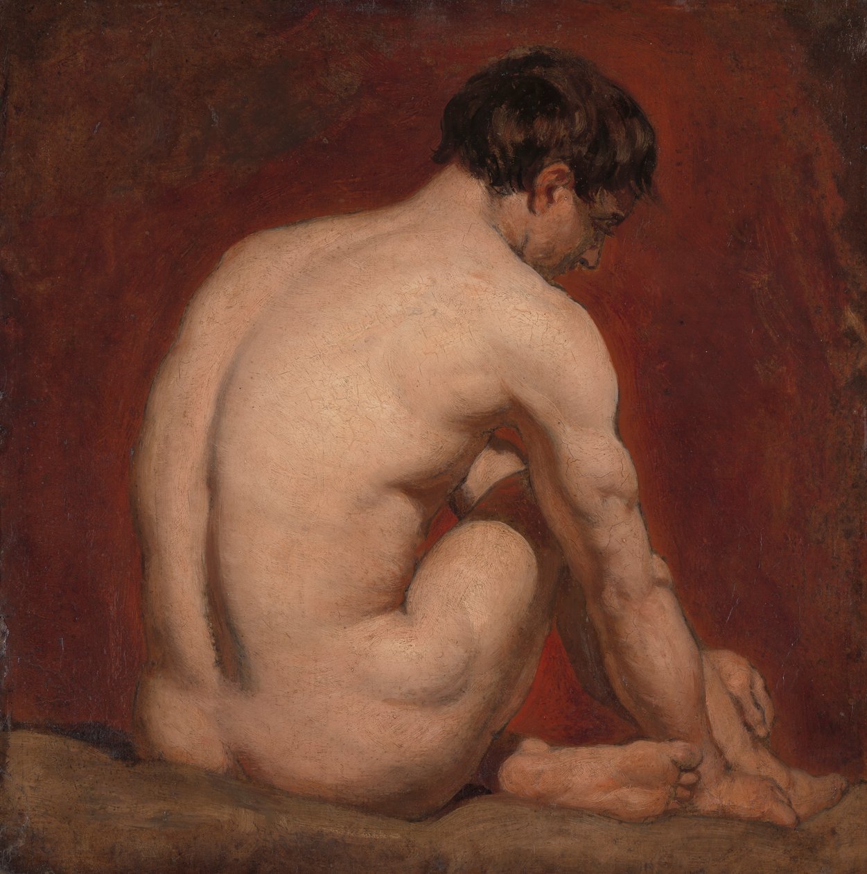 Naken mann, knelende, bakfra av William Etty