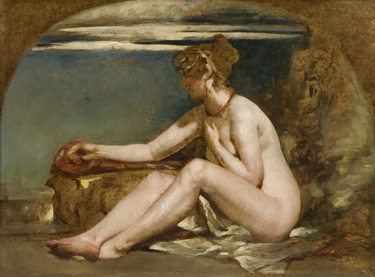 Sittende naken (olje på lerret) av William Etty