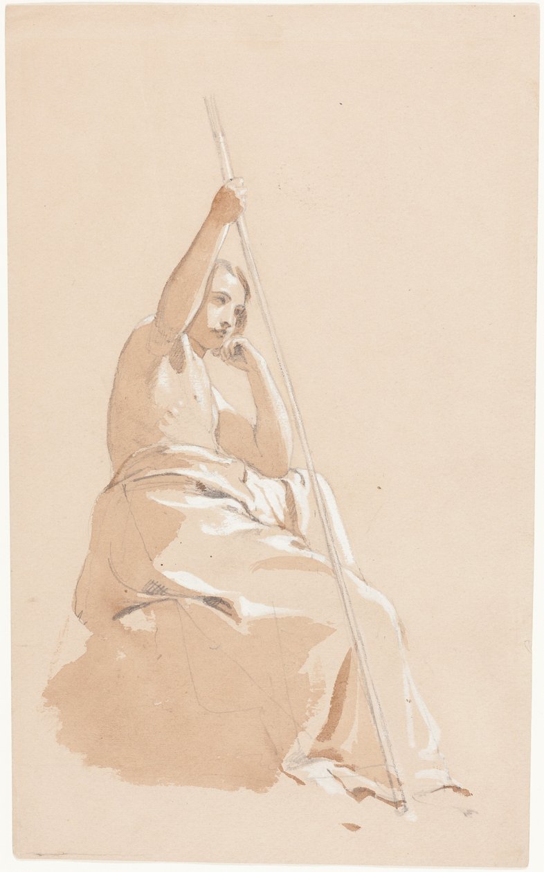 Sittende ung mann med stav av William Etty