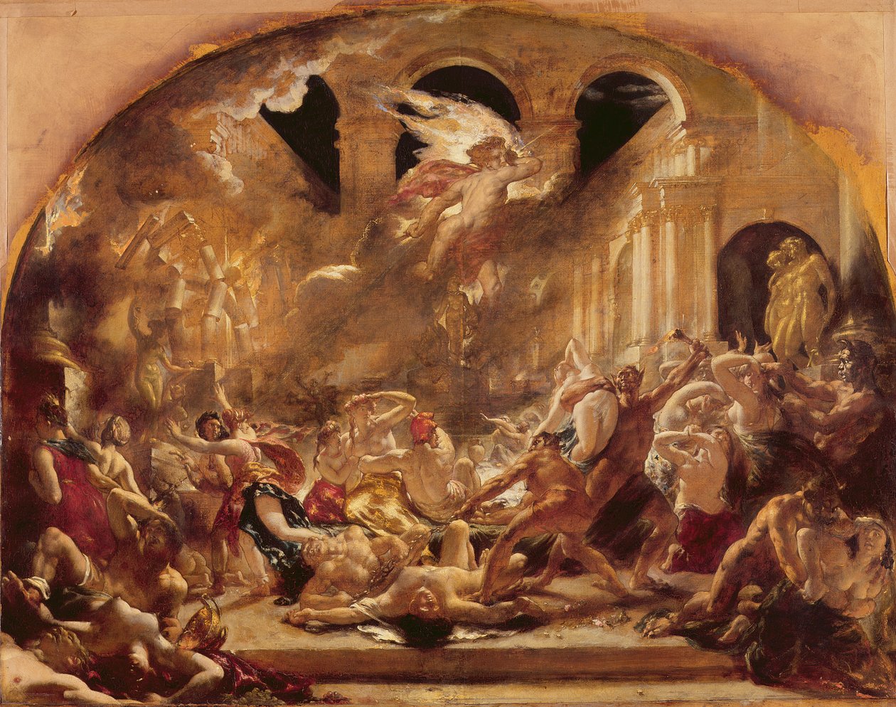 The Destroying Angel and Daemons of Evil avbryter orgiene til de ondskapsfulle og uforsvarlige (olje på lerret) av William Etty