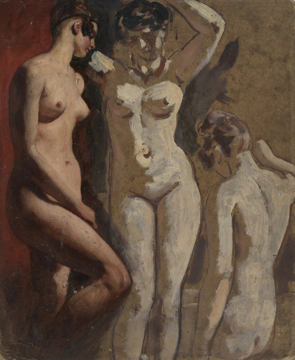 Tre stående kvinnelige nakenbilder av William Etty