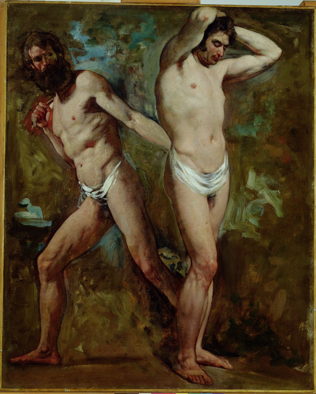 To stående mannlige nakenbilder (olje på lerret) av William Etty