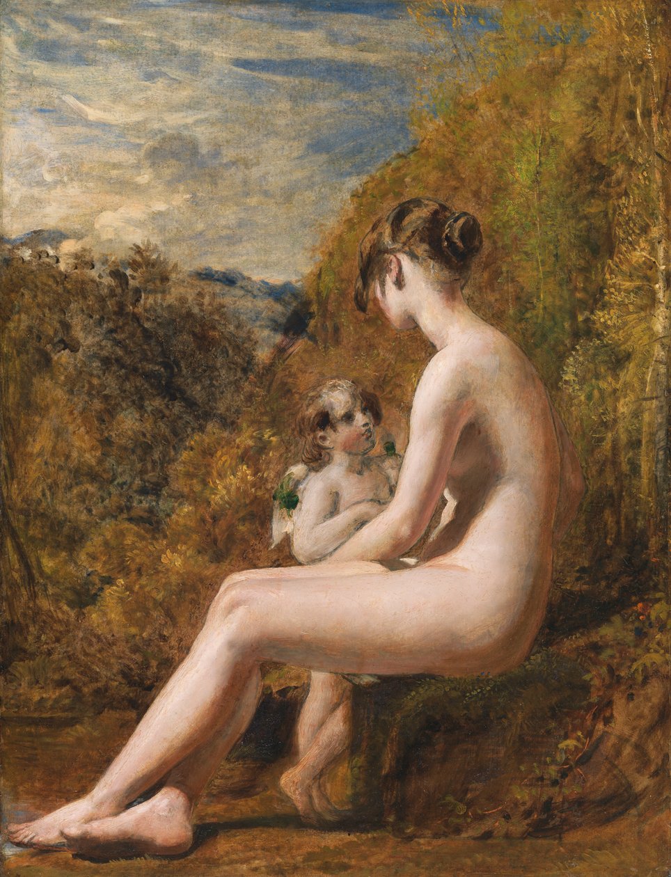 Venus og Amor (olje på kvernbrett) av William Etty