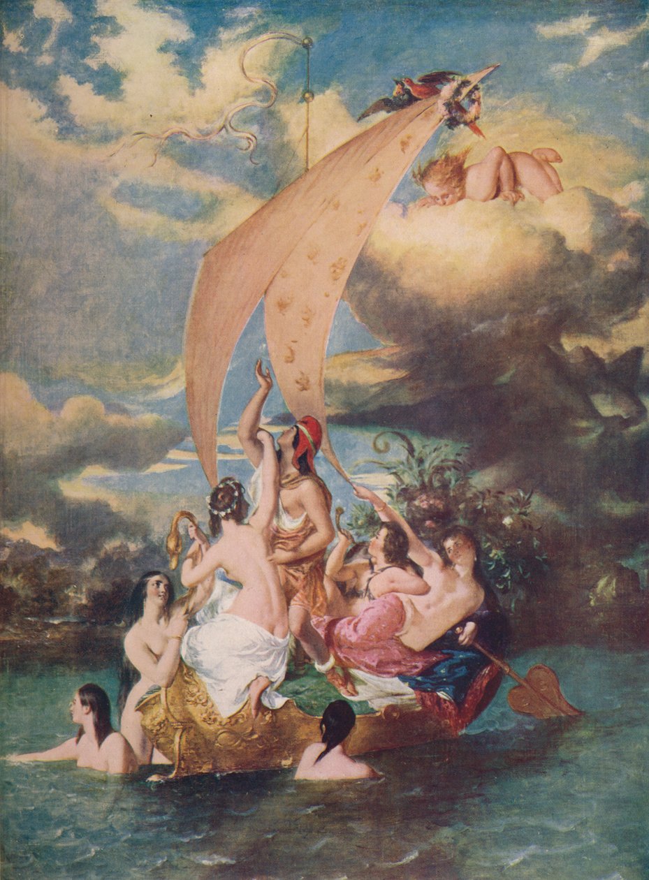 Ungdom på baugen og glede ved roret, 1830-32, c1915 av William Etty