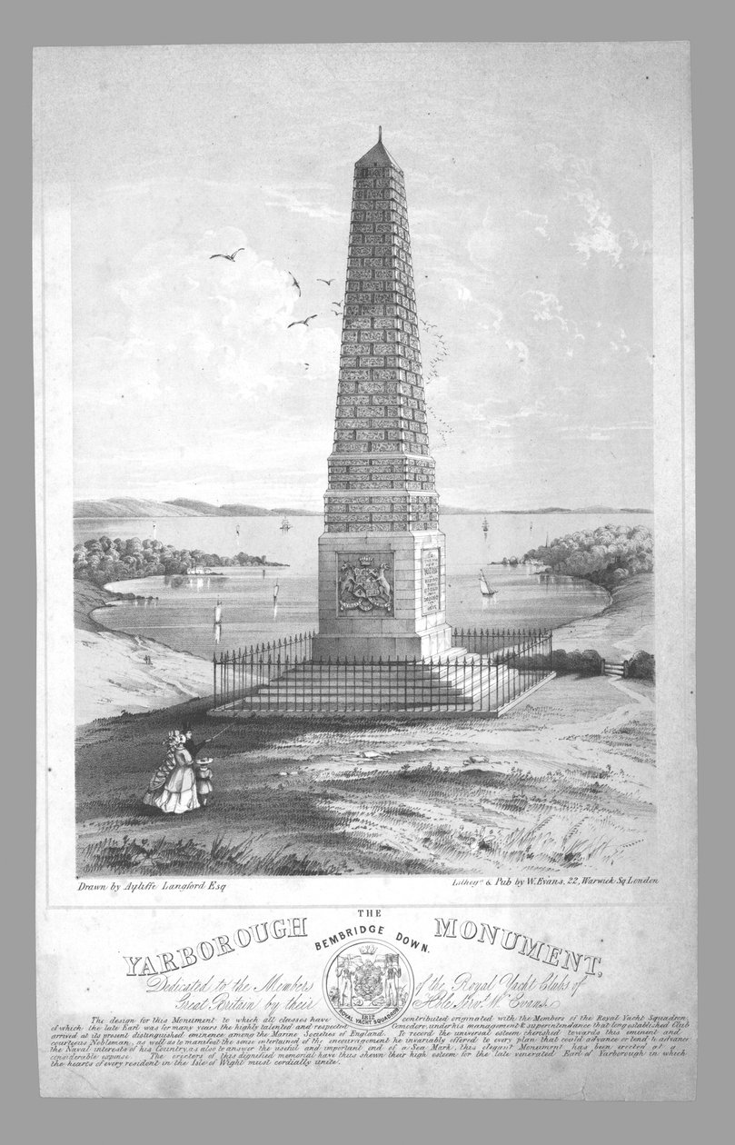 Yarborough-monumentet, Bembridge Down, sent på 1800-tallet. av William Evans