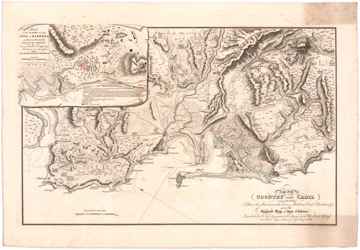 Et kart over Cadiz av William Faden