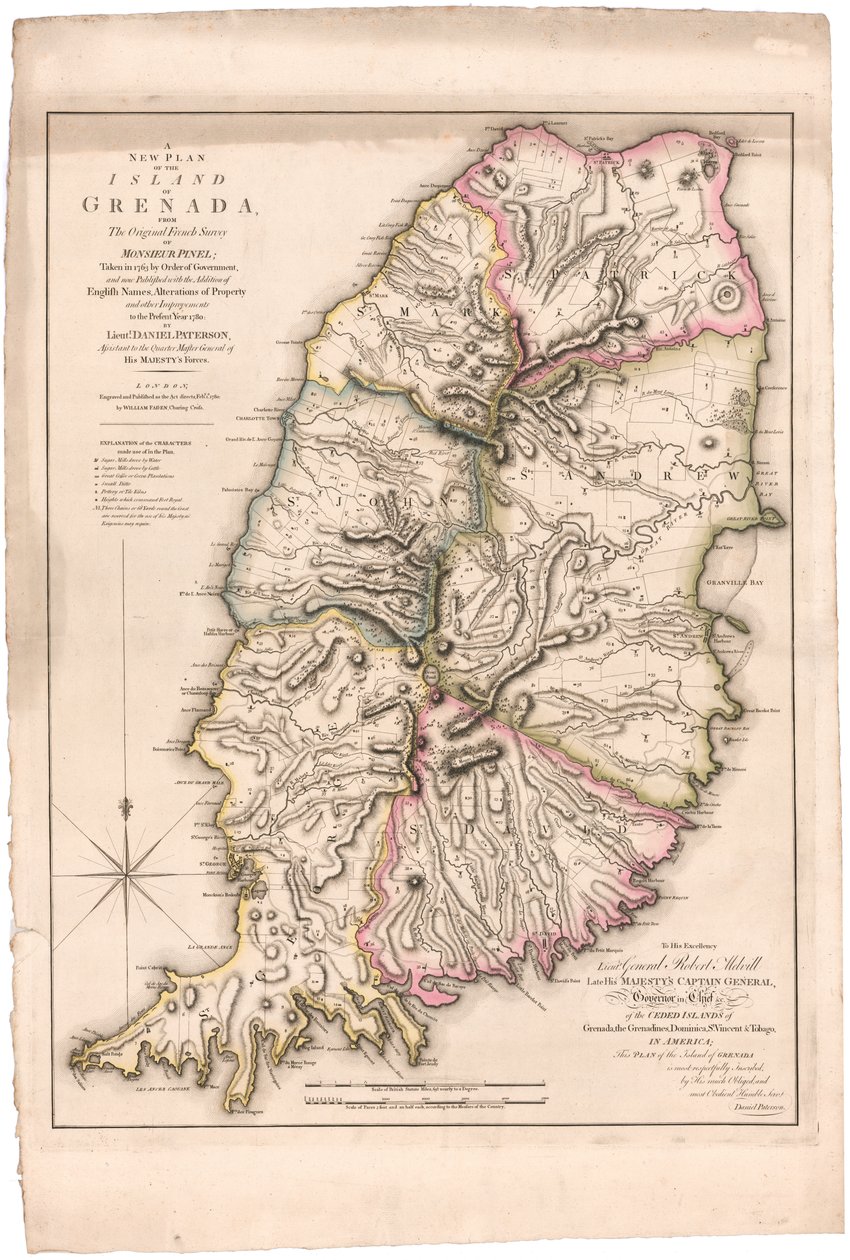 En ny plan for øya Grenada av Paterson av William Faden
