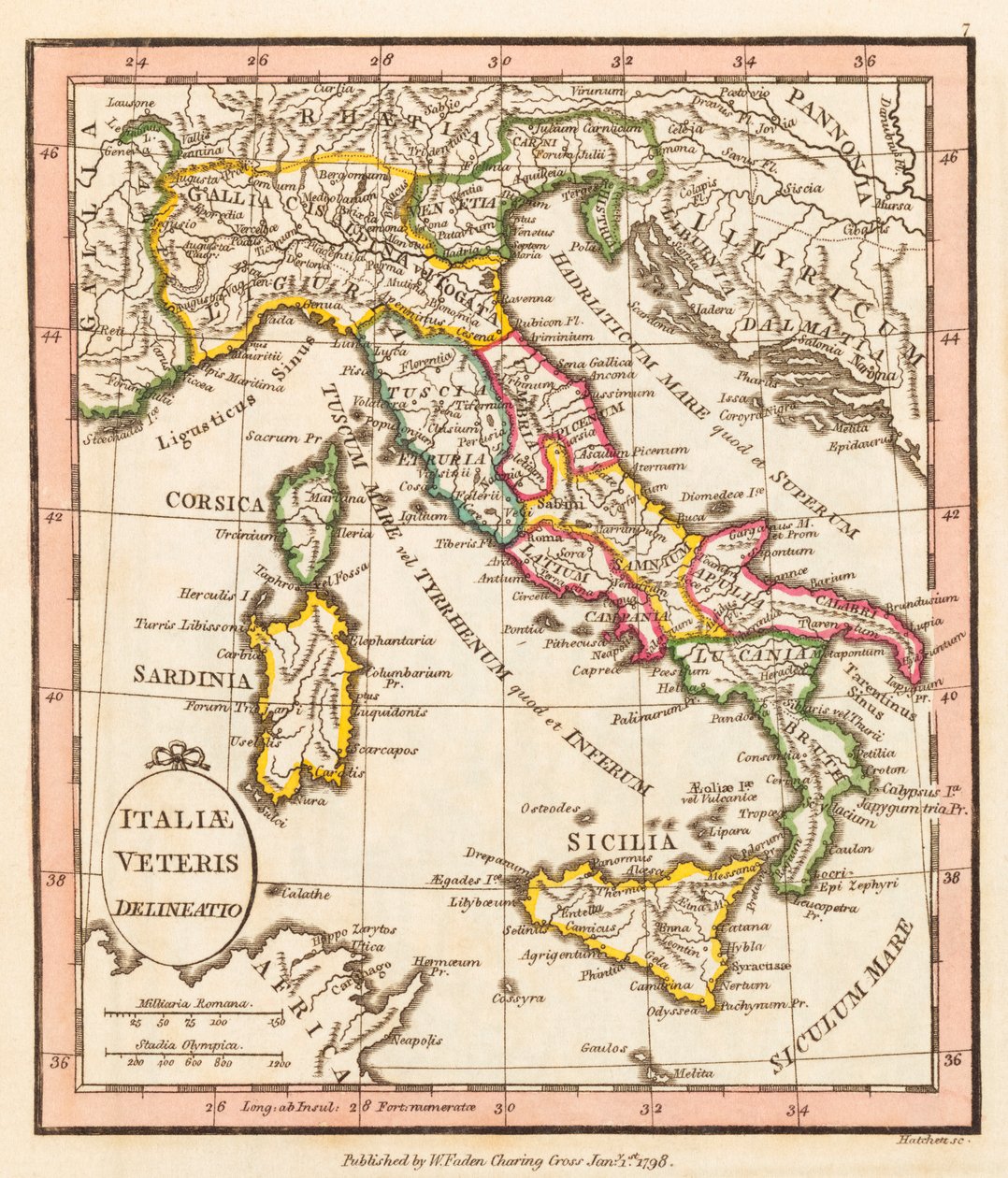 Det gamle Italia. Kart. av William Faden