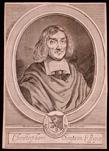 Portrett av Christopher Simpson (ca. 1605-69) (gravering) av William Faithorne