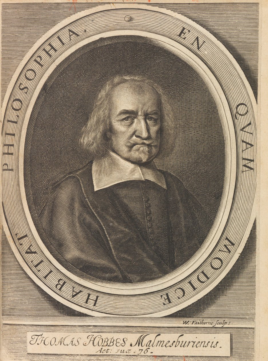 Portrett av Thomas Hobbes 1588-1679, 1642. av William Faithorne the Elder